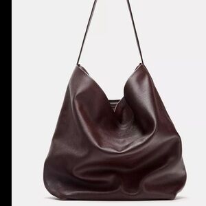 Zara double compartment leather bucket bag